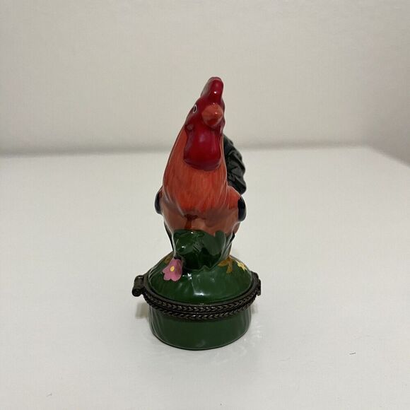 Rooster Porcelain Trinket Hinged Box - Picture 4 of 7